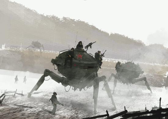 波兰画家笔下的平德镇俄之梦蒸汽朋克风格科幻画