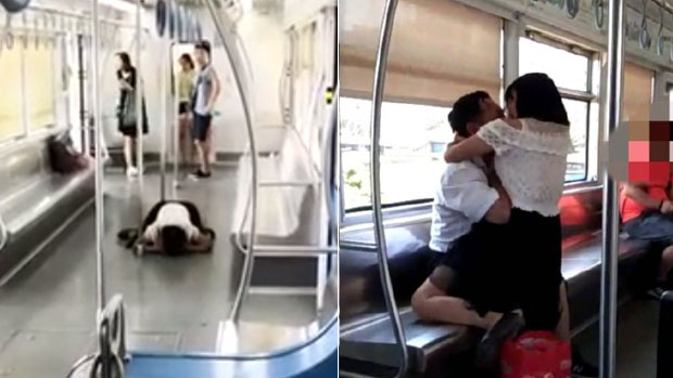 恐怖!轻轨女子突然抱咬乘客 脱衣服舔血迹