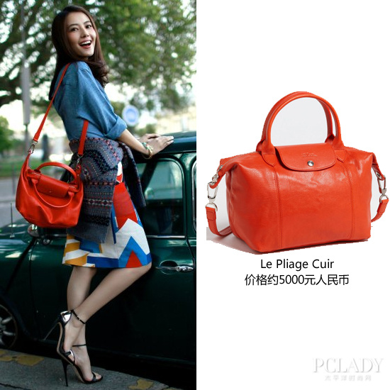 高圆圆在高圆圆的街拍中longchamp le pliage cuir这水饺包出镜率极高