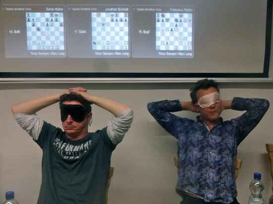 趣味国象盲棋赛 两大师默契合作打破纪录