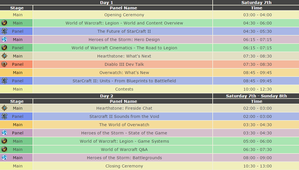 2015暴雪嘉年华时间表曝光