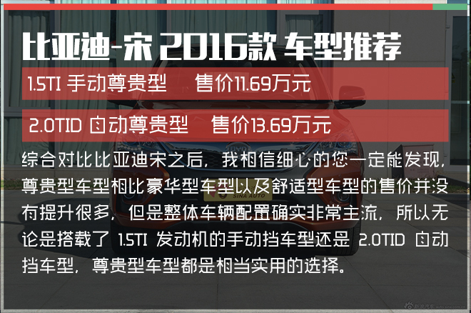 就买尊贵型！我来帮你选比亚迪宋