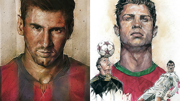 c罗梅西领衔球星唯美插画