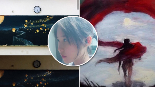 女孩画黑板报火了 酷似刘亦菲