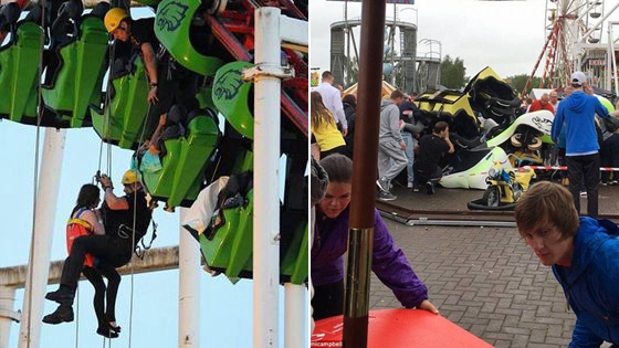 实拍甘肃庙会旋转飞椅空中突然坠落 致9人受伤