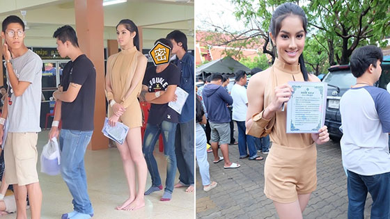 泰人妖皇后参加征兵体检