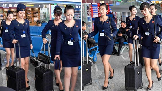 朝鲜空姐新版制服 裙子变短