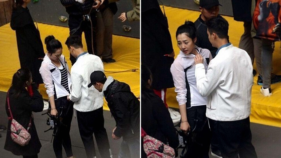 白百何拍戏小露事业线