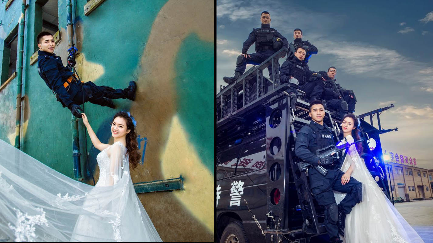 堪称中国史上最酷最帅的特警婚纱相（高清图）-金辉警用装备采购网