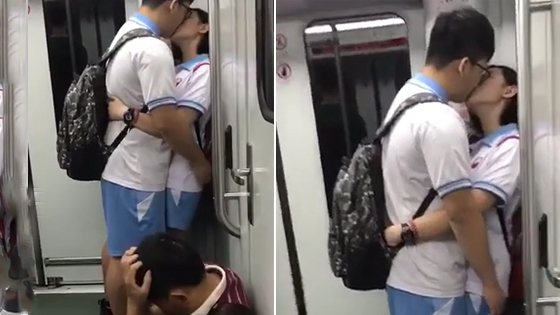 中学生地铁热吻 旁边大叔表情亮了