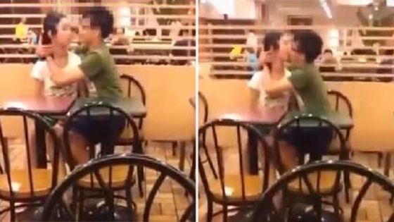 小情侣餐厅当众热吻 网友:当年我还玩泥巴