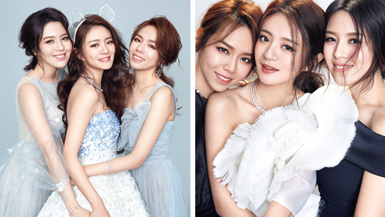 安以轩婚礼前与闺蜜拍婚纱写真