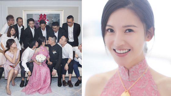 杨子姗嫁吴中天低调迎亲 粉色中式礼服俏美十足