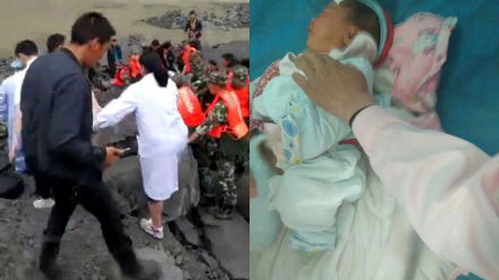 茂县山体垮塌有被困者被救出