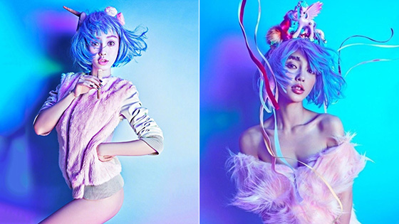 baby拍破尺度写真 低胸翘臀化身蓝色妖姬