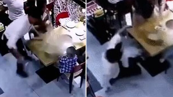 服务员滑倒火锅汤洒孩子一身 监控拍到惊恐20秒