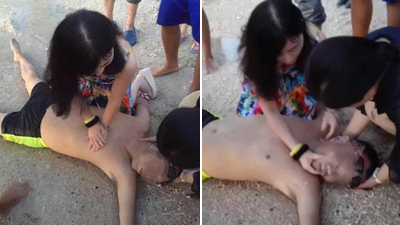 美女医生旅途中救人 跪地半小时膝盖通红