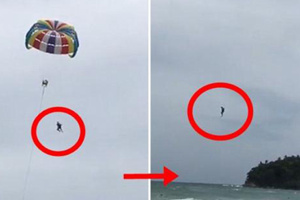 富商玩摇曳伞飞起20秒坠海溺亡 妻子一旁淡定拍摄