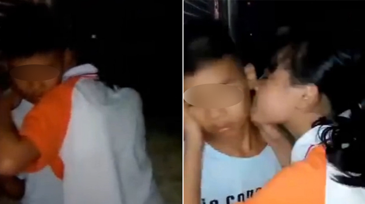 小男孩被小女孩强行壁咚种草莓 无奈就范