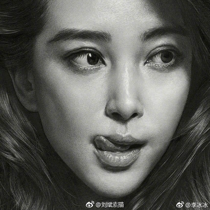 李冰冰素描画像与真人相似度百分之百