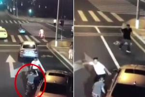 宝马司机砍人 刀没拿稳遭对方夺过反杀>>