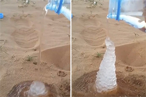 男子在沙漠中倒下一瓶水 竟出现这事