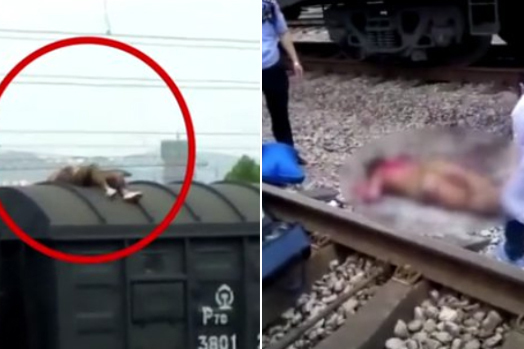 男子爬火车拍视频 误触高压电严重烧伤