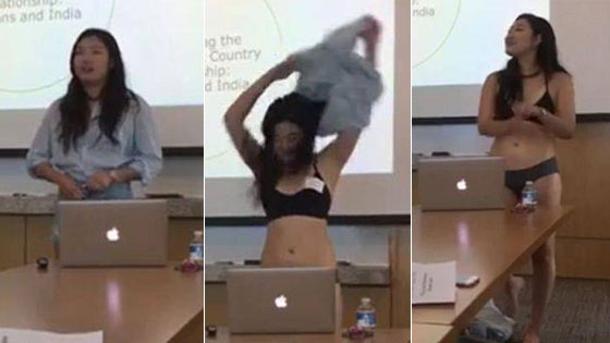 女大学生答辩时脱掉衣服 原因让人看呆