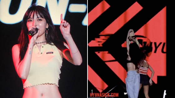 泫雅公演舞台上High到脱衣