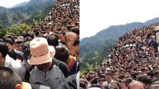 十一假期长城人多到爆  景点人挤爆了