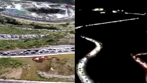 实拍国庆首日稻城亚丁高速路大塞车 从白天堵到黑夜