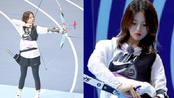 真·锦鲤！杨超越周锐与教练PK射箭 杨超越闭眼射中9环