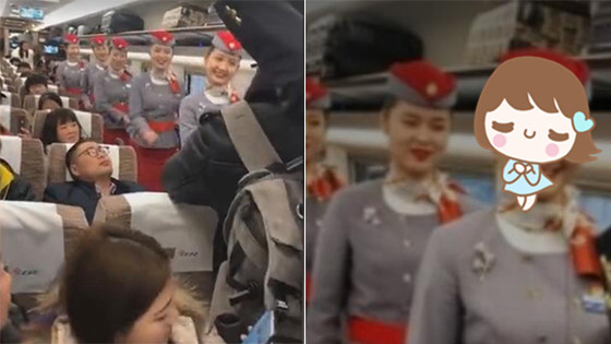 高铁偶遇乘务员集体跳热舞 领舞小姐姐颜值爆表