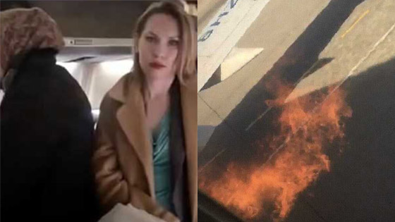 波音737客机引擎着火 3名乘客站机翼上准备跳下