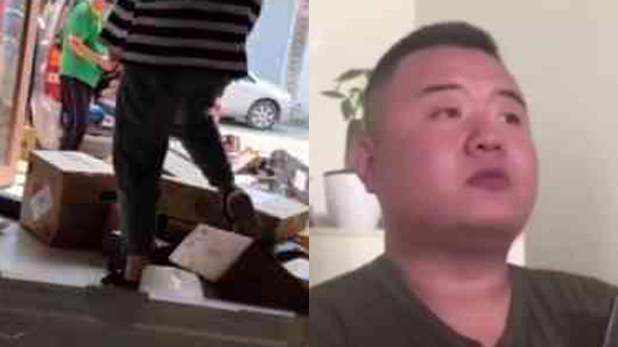 丢芒果下跪快递员坦白：开除罚款是撒谎 为博客户同情
