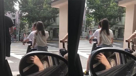 王思聪骑电驴并与路人聊天 放下身段接地气