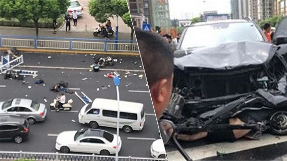 惨烈！奔驰车撞人致3死亡10伤 行车记录仪曝光