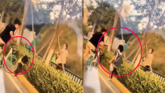 女子用自行车撞击女童 还怒扇数个耳光