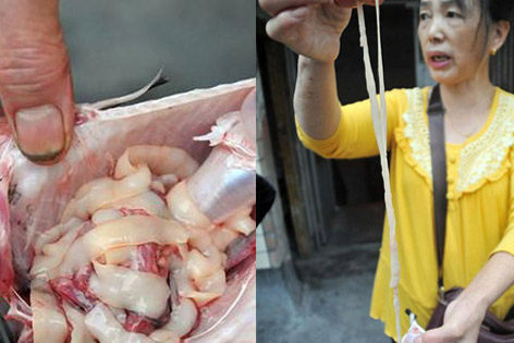 鱼肚内惊现1米长寄生虫 鱼煮熟也无变化