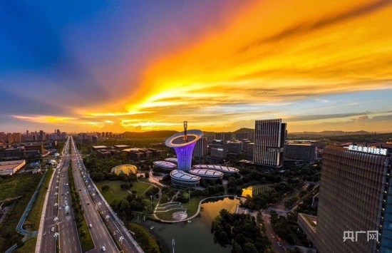  代表武汉科技创新的标志性建筑“马蹄莲”（央广网发 毛捷 摄）