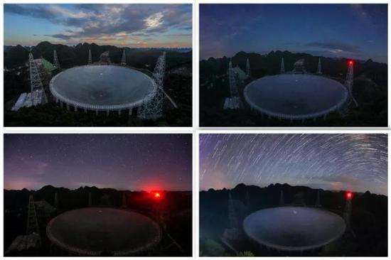 8月28日拍摄的不同光线环境下的“中国天眼”（检修期间拍摄）。新华社记者 欧东衢 摄