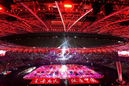 第十三届全国运动会开幕式在天津奥林匹克中心体育场举行（2017年8月27日摄）。新华社发（白禹 摄）