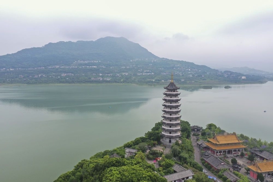 重庆市开州区汉丰湖国家湿地公园(2020年5月22日摄,无人机照片)。新华社记者 黄伟 摄