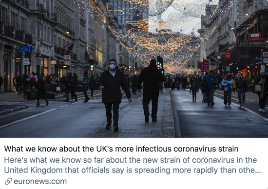 关于英国新冠病毒的新变种，我们知道些什么？/ 欧洲新闻电视台报道截图