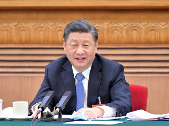 2022年3月5日，习近平参加内蒙古代表团审议。新华社记者 李涛 摄