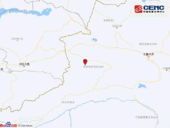 新疆伊犁州巩留县发生4.8级地震，震源深度21千米
