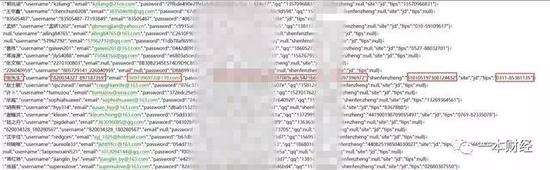 ▲ 数据分为几个维度：姓名、密码、邮箱、QQ、身份证、电话等