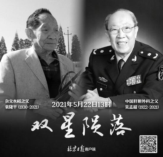 前后相隔仅五分钟.13:07,杂交水稻之父袁隆平院士逝世.