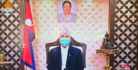  尼泊尔总理沙玛·奥利通过电视讲话对外呼救