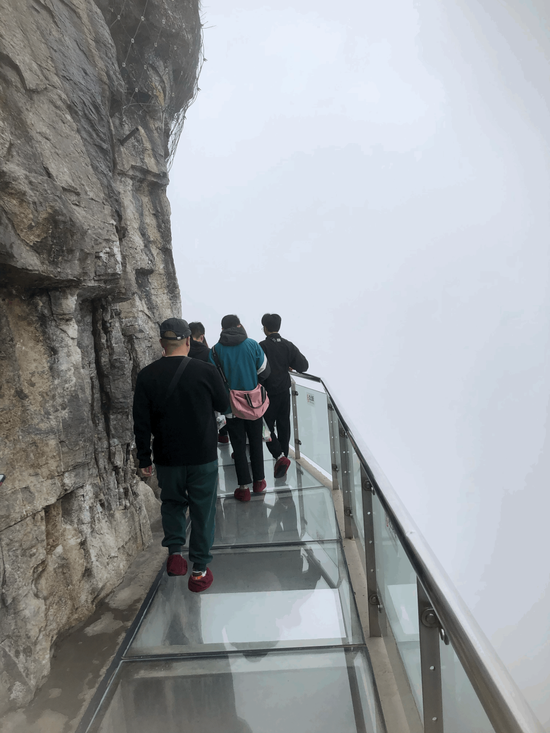 在玻璃栈道上游玩的游客.图源:九派新闻 温艳丽